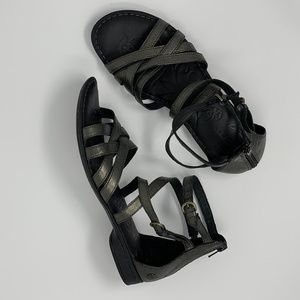 Born Gunmetal Metallic Leather Gladiator Sandals